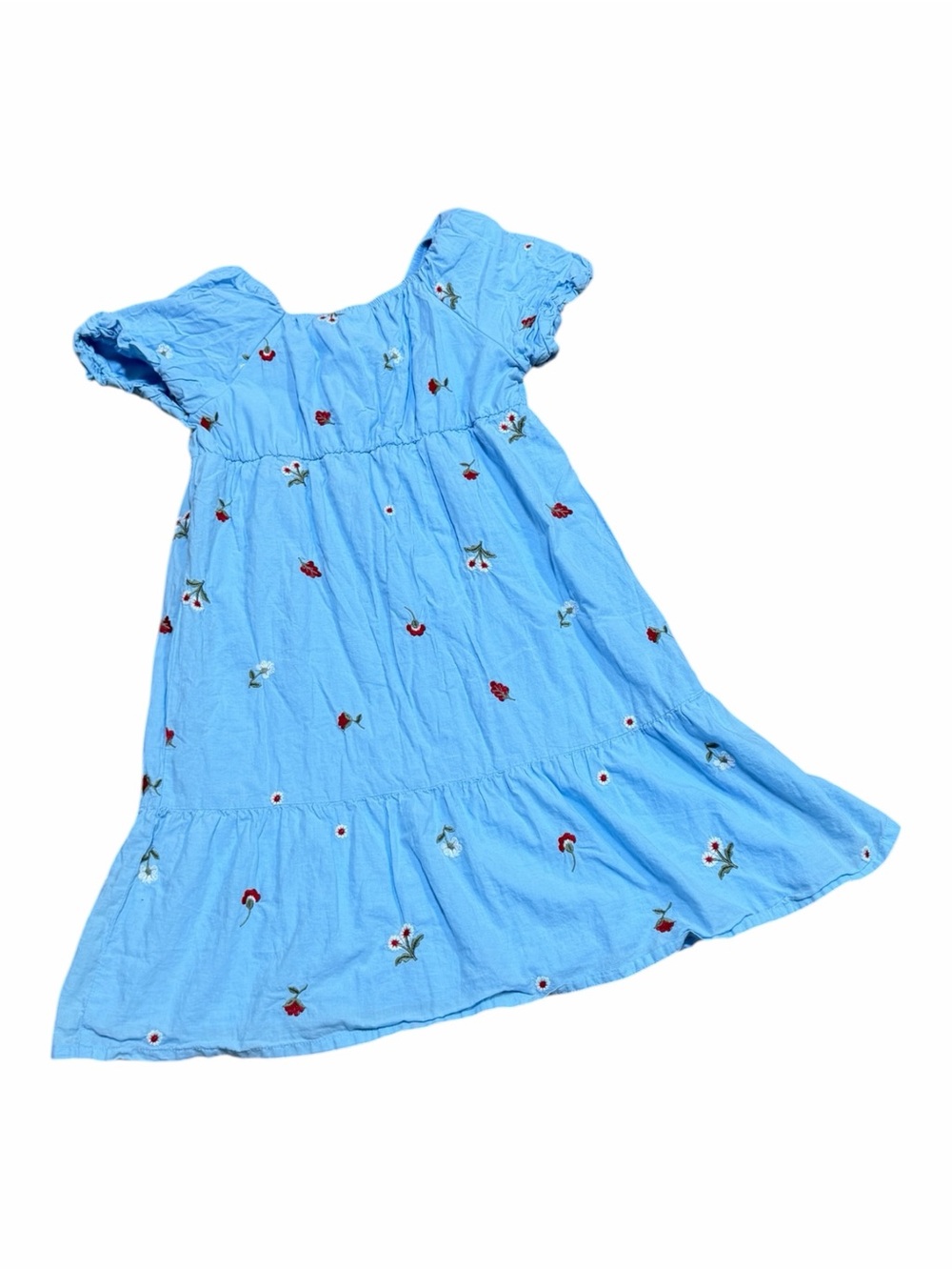 Zac Posen Light Blue Floral Embroidered Puff-Sleeve Dress - Picture 3 of 4